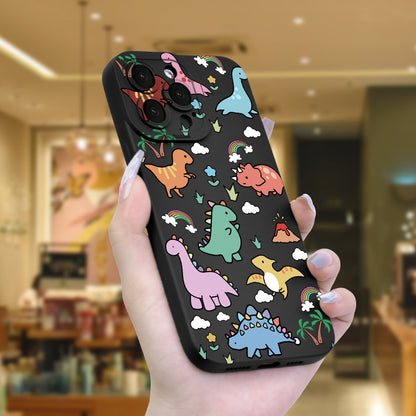 iPhone Dinosaur Pattern Aesthetic Full Lens Protection Phone Case Frosted Feel Shockproof Cover