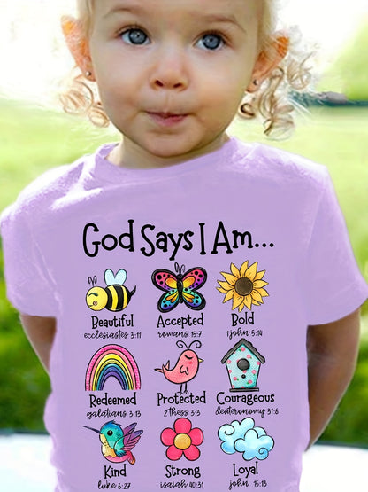 Graphic Girls' Creative T-Shirt "God Says I Am"