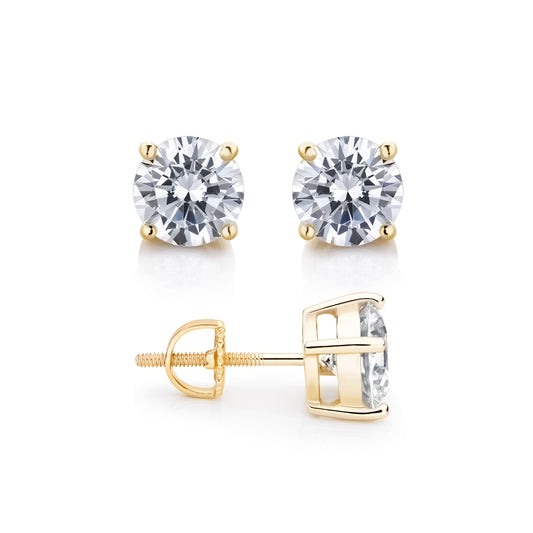 14K Gold Finish Solitaire/Princess Stud Earrings: Bestselling Brilliance